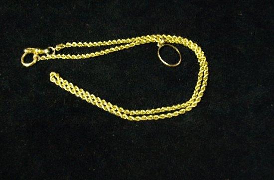 Appraisal: A rope link guard chain the clasp stamped ct cm