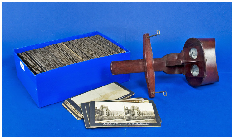 Appraisal: Mahogany Stereoscope Challenge Viewer By J Lizars Together With Approx