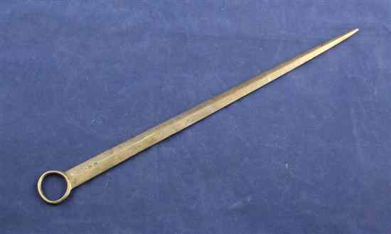 Appraisal: A George III silver meat skewer with engraved armorial Eley