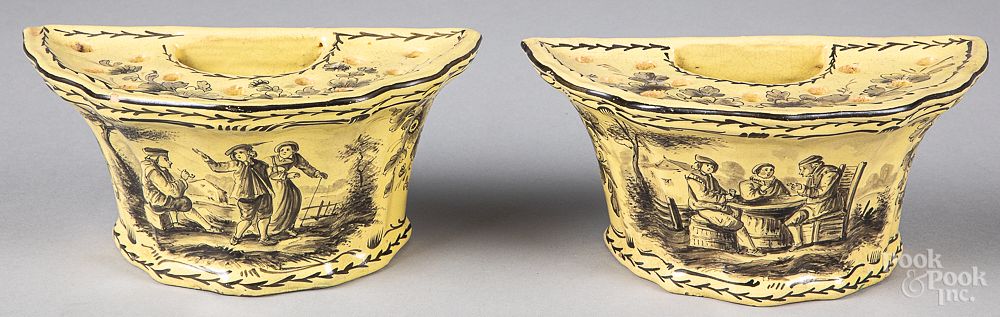 Appraisal: Pair of French Sceaux faience flower pots Pair of French