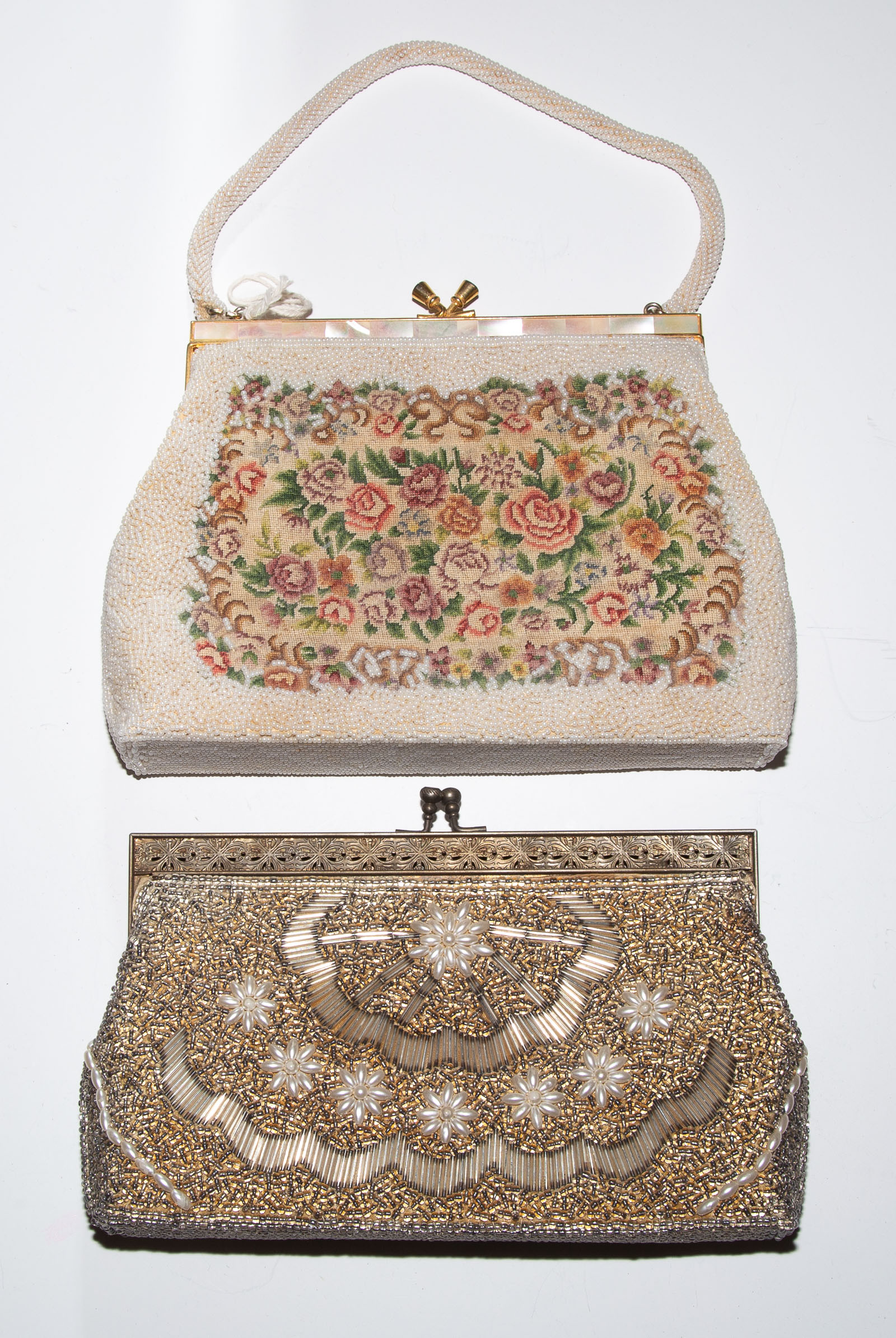 Appraisal: TWO VINTAGE BEADED EVENING BAGS one made in Hong Kong