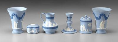 Appraisal: Six pieces tri-color Wedgwood pale blue with dark blue and