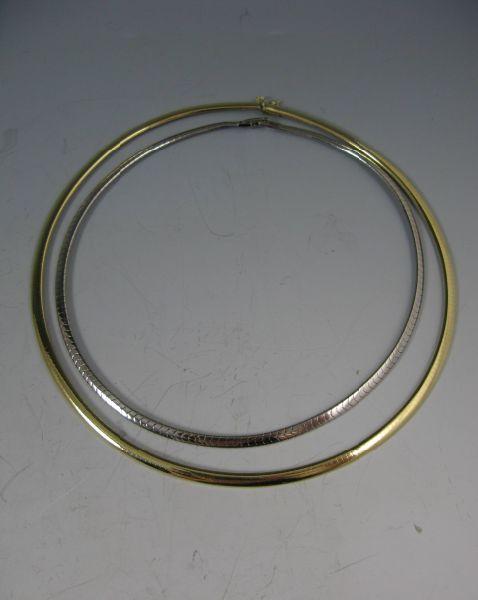 Appraisal: Two KT Omega Necklaces the first white gold stampled KT