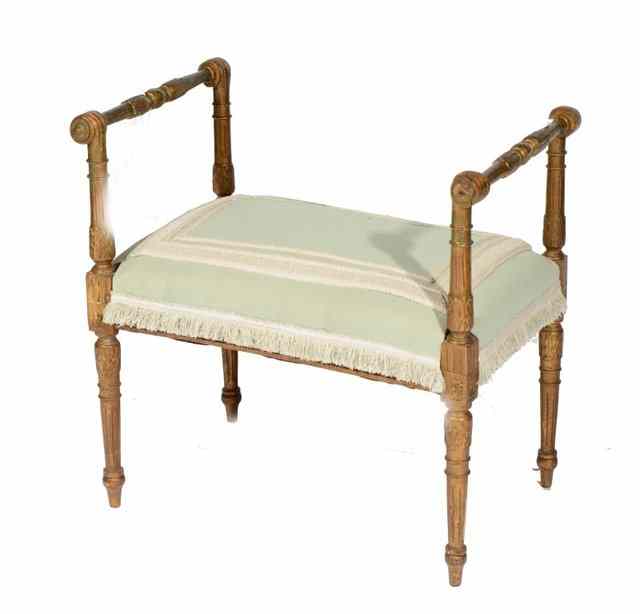 Appraisal: A FRENCH GILT DRESSING STOOL with upholstered top turned handles