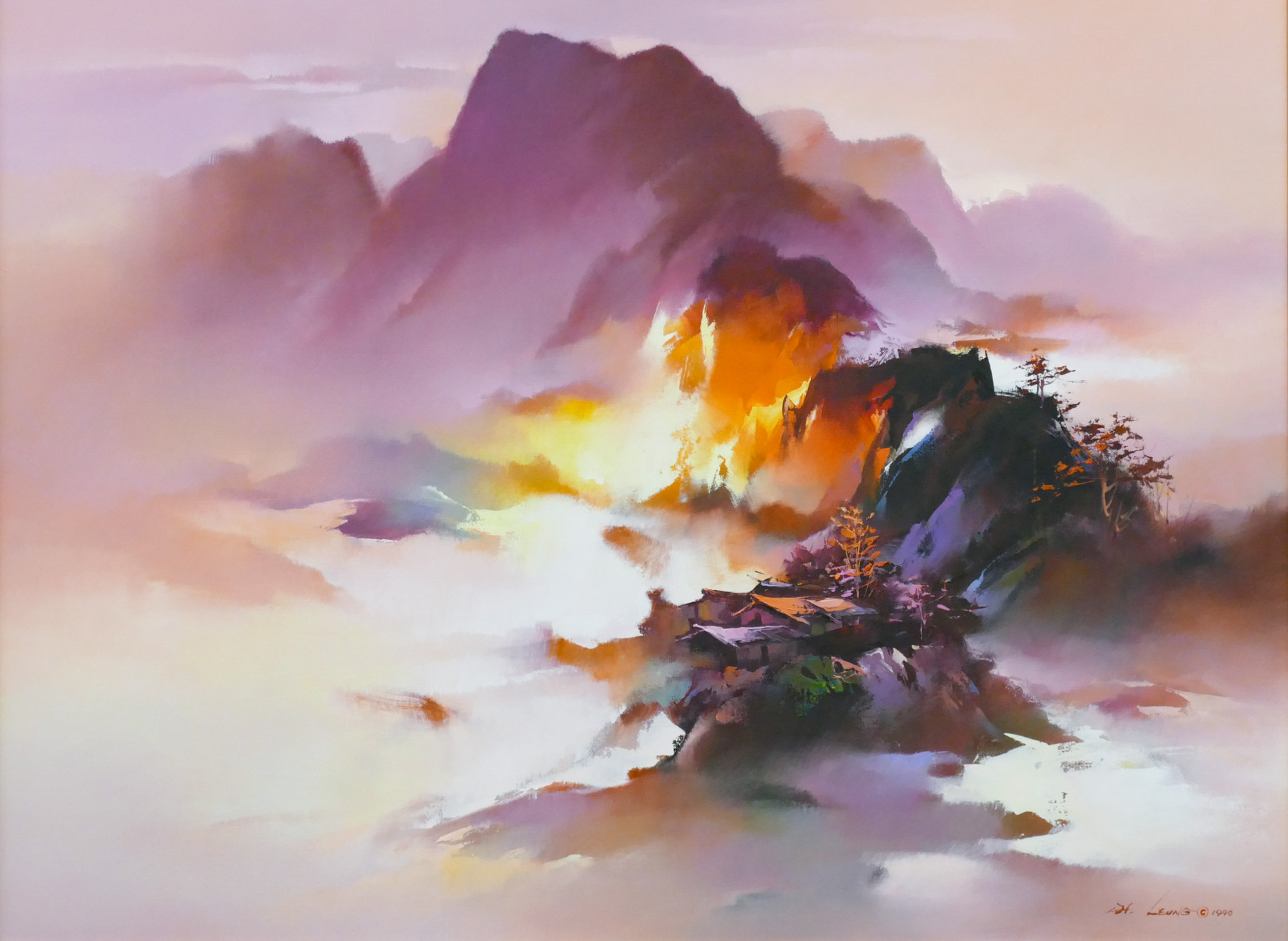 Appraisal: Hong Leung b Chinese ''Pastel Landscape'' Oil on Canvas ''x