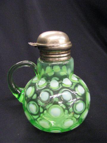 Appraisal: Victorian Green Opalescent Syrup Pitcher coin dot design