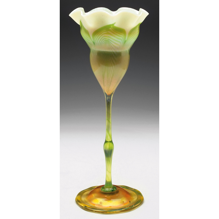 Appraisal: L C Tiffany vase floriform with a ruffled rim and