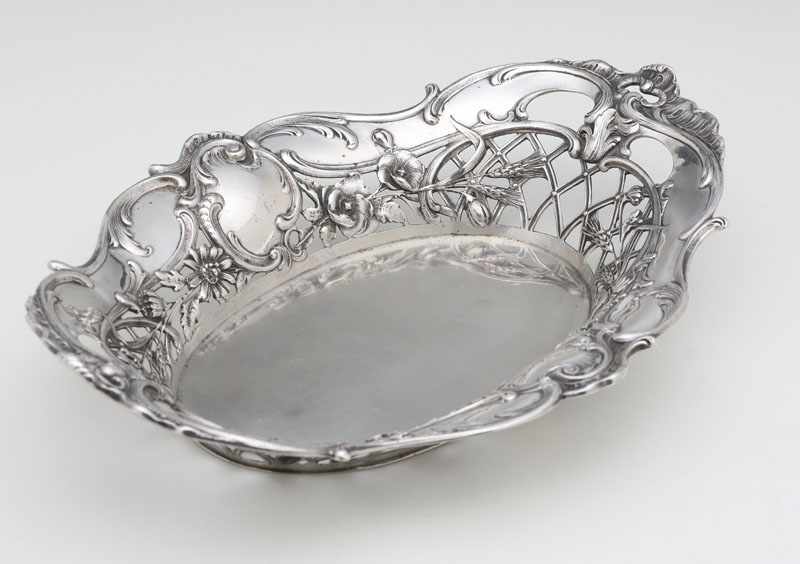 Appraisal: A German Rococo style silver pierced center bowl Bruckmann Sohne