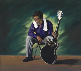 Appraisal: Tom McKinney American thc Guitarist Johnny Copeland Gouache on paperSigned