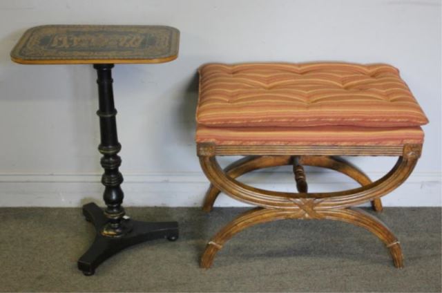 Appraisal: Lot of Decorative Pieces of Furniture Includes an upholstered bench