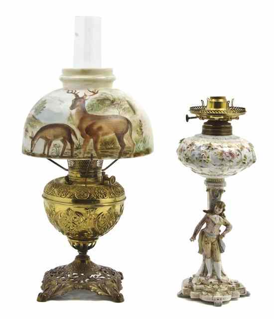 Appraisal: A Collection of Eight Table Lamps including porcelain cast metal