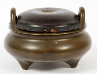 Appraisal: CHINESE BRONZE INCENSE BURNER CHINESE BRONZE INCENSE BURNER H DIA