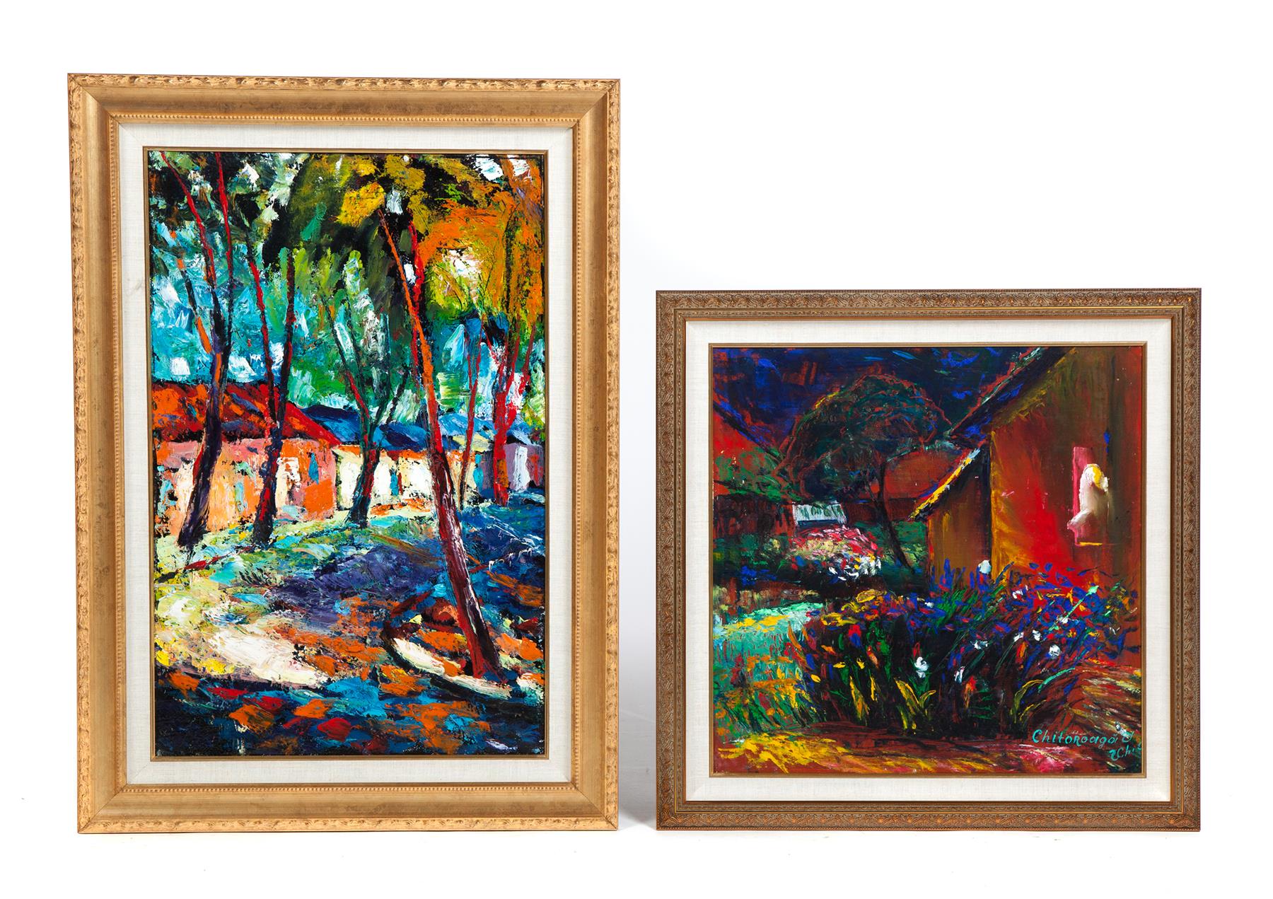 Appraisal: TWO LANDSCAPE PAINTINGS BY ION CHITOROAGA B Moldova Heavy oils