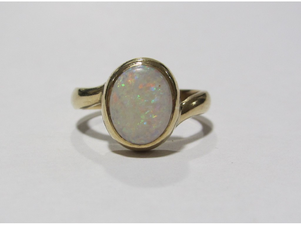 Appraisal: Gold opal single stone ring