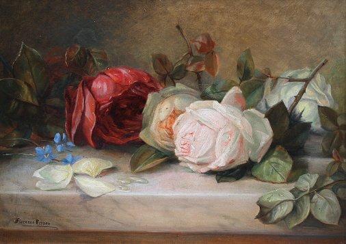 Appraisal: VERNON Florence United Kingdon - Still Life of Roses OIL