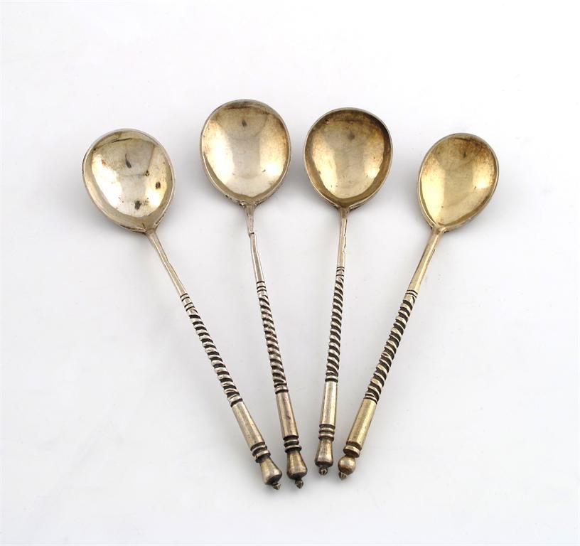 Appraisal: A matched set of four Russian silver-gilt spoons