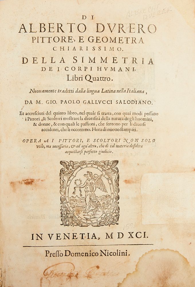 Appraisal: Albrecht Durer Della Simmetria De I Corpi Humani Albrecht Durer