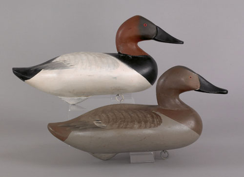 Appraisal: Pair of R Madison Mitchell canvasback duck decoys the drake