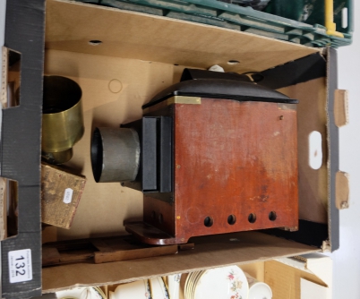 Appraisal: th Century cased magic lantern converted to electric with age