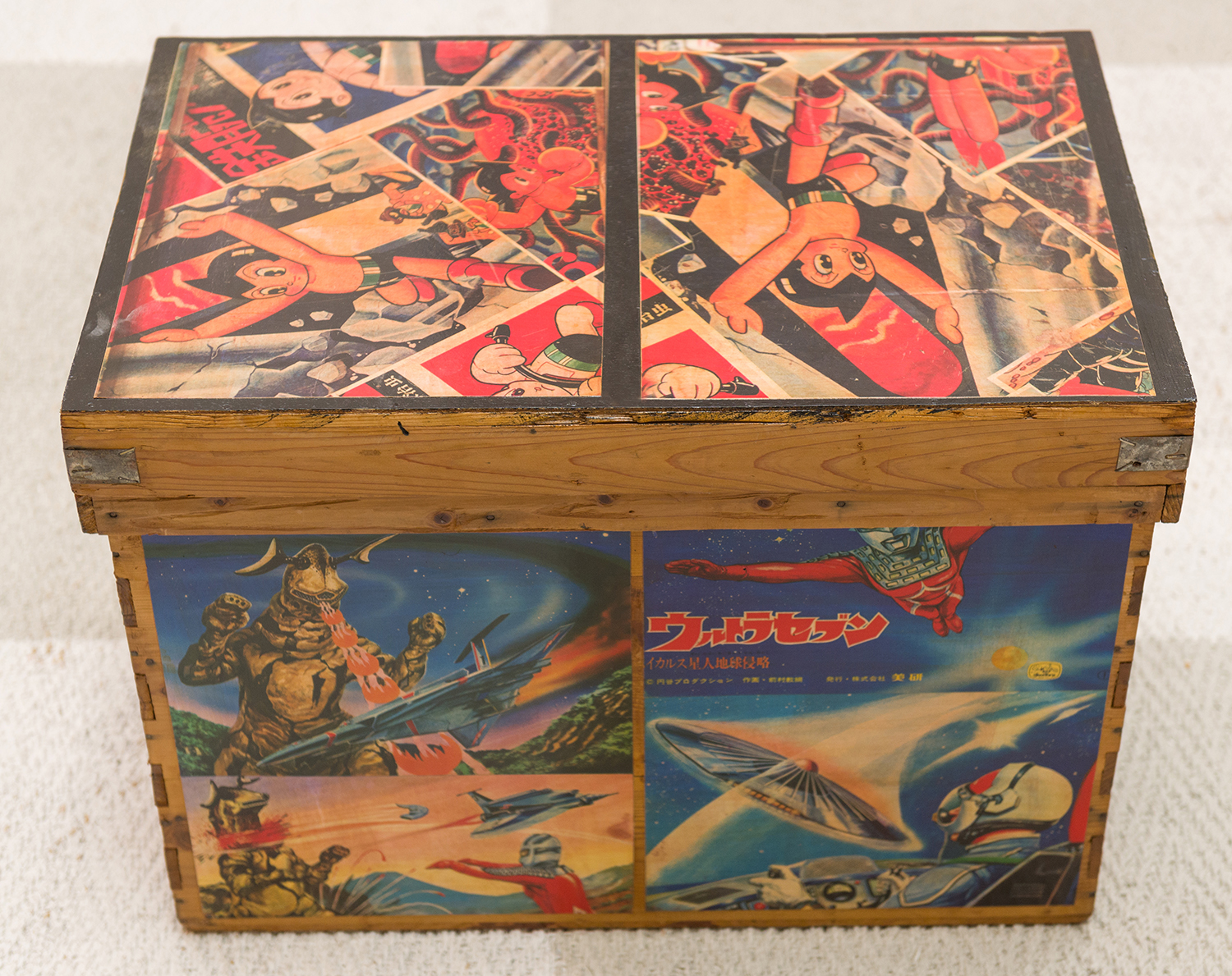 Appraisal: A TEA CHEST FEATURING ASTRO BOY DECOUPAGE h x w