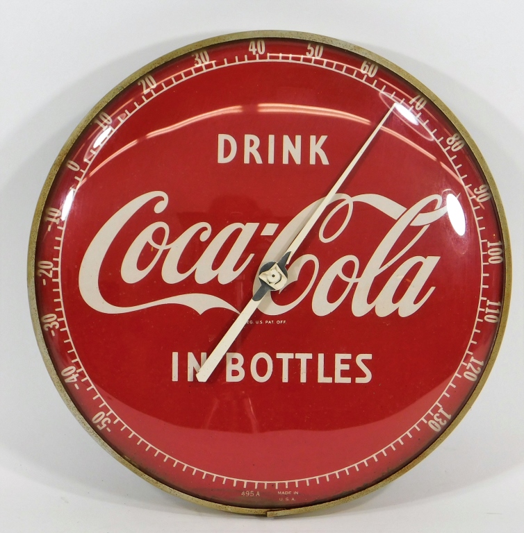 Appraisal: VINTAGE DRINK COCA COLA ADVERTISING THERMOMETER United States th CenturyRound