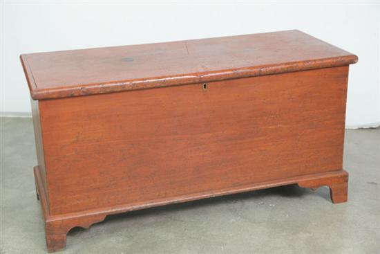 Appraisal: BLANKET CHEST Pine retaining and old red stain interior til