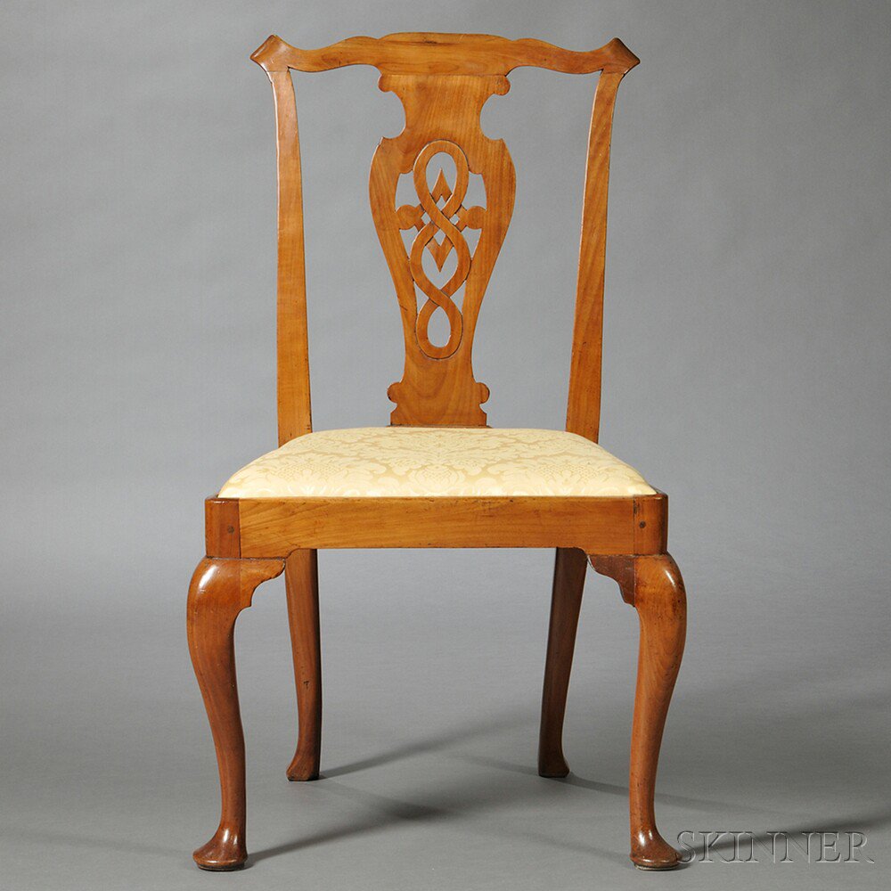 Appraisal: Chippendale Cherry Side Chair New England late th century the