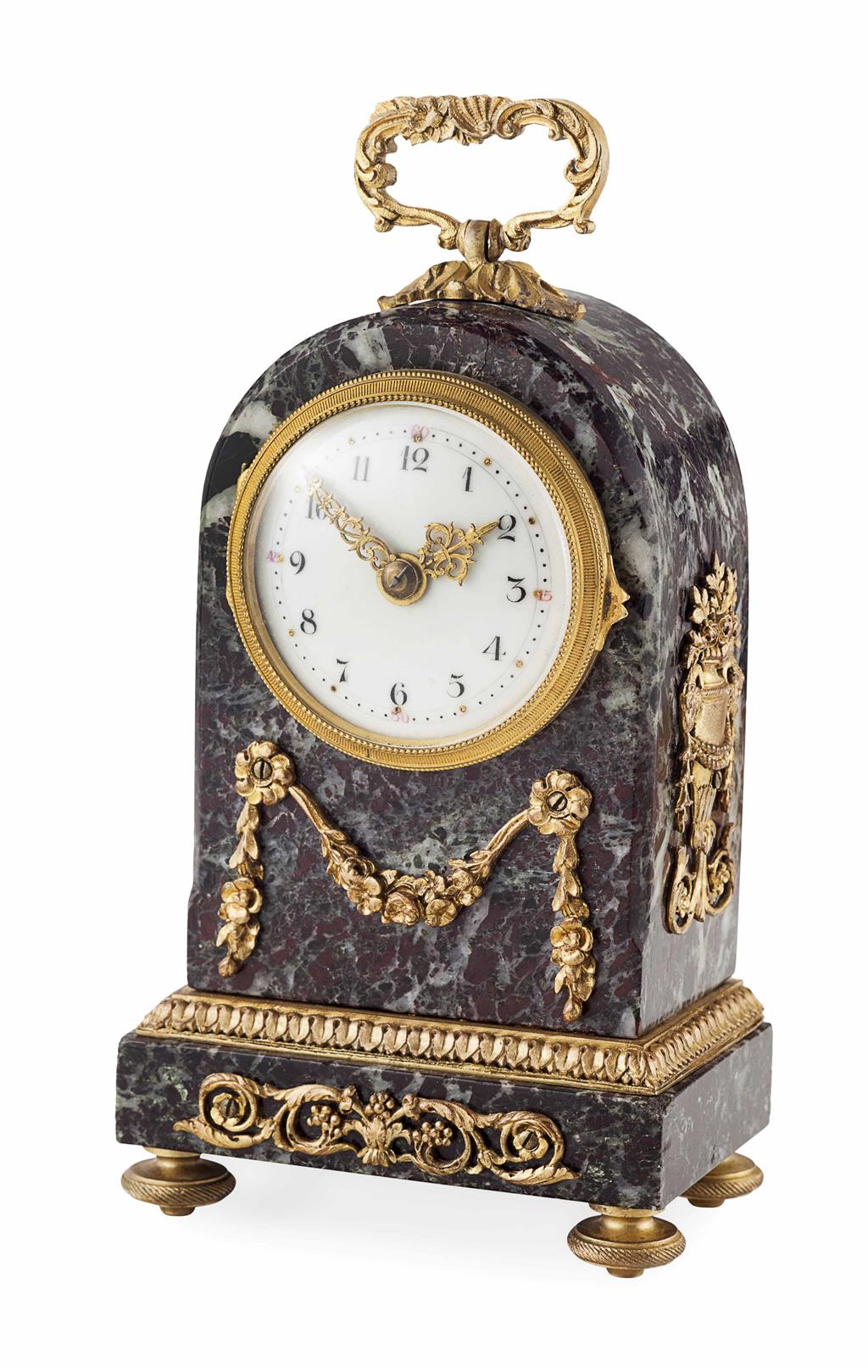 Appraisal: FRENCH MARBLE AND GILT BRONZE PENDULE D'OFFICIER TH CENTURY the