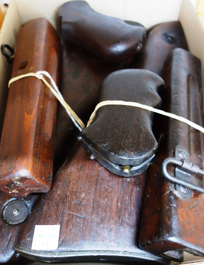 Appraisal: A Thompson machine gun wooden parts set circa comprising stock