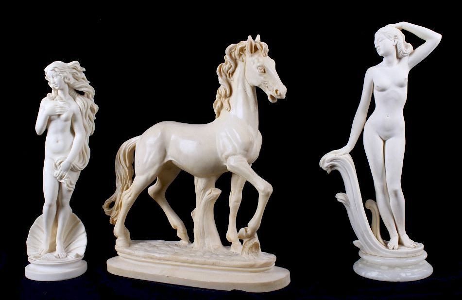 Appraisal: Collection of Three Alabaster Sculptures Featured in this lot we