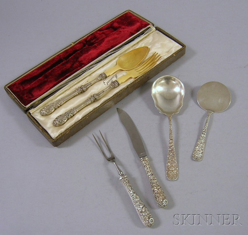 Appraisal: Six Silver Flatware Servers a boxed set of French silver