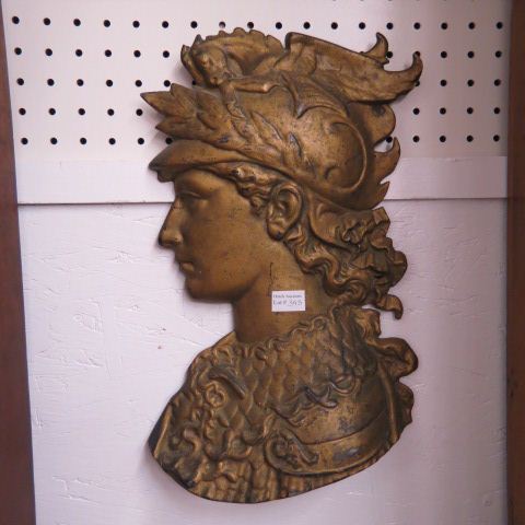 Appraisal: Victorian Bronzed Bust Wall Plaque classical Greco-Roman warrior