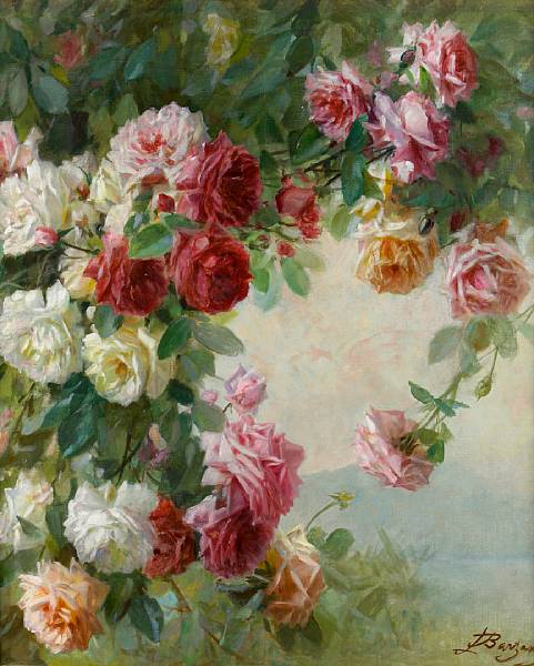 Appraisal: Licinio Barzanti Italian - Roses at a lake signed 'Barzanti'