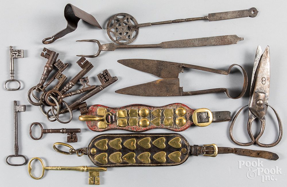 Appraisal: Group of iron and brass Group of iron and brass