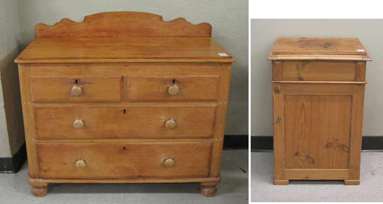 Appraisal: COUNTRY VICTORIAN PINE COTTAGE CHEST AND NIGHTSTAND late th century