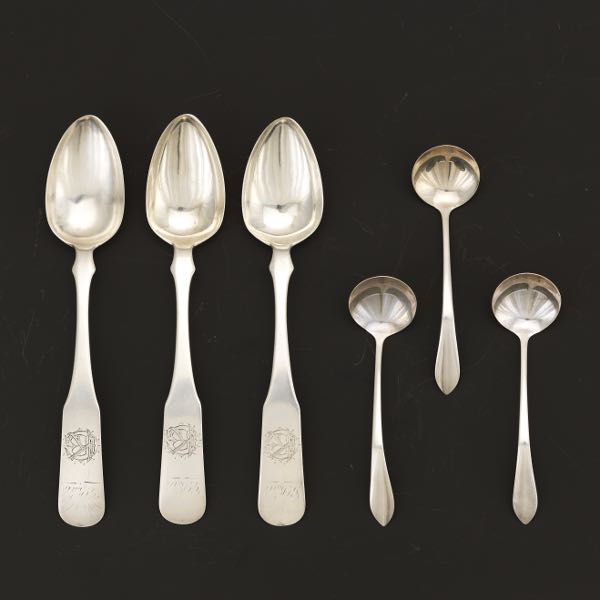 Appraisal: THREE RARE BALTIMORE STERLING SILVER SERVING SPOONS BY JOHN S