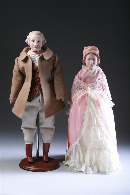 Appraisal: BISQUE DOLLS DEPICTING GEORGE AND MARTHA WASHINGTON th centure Molded