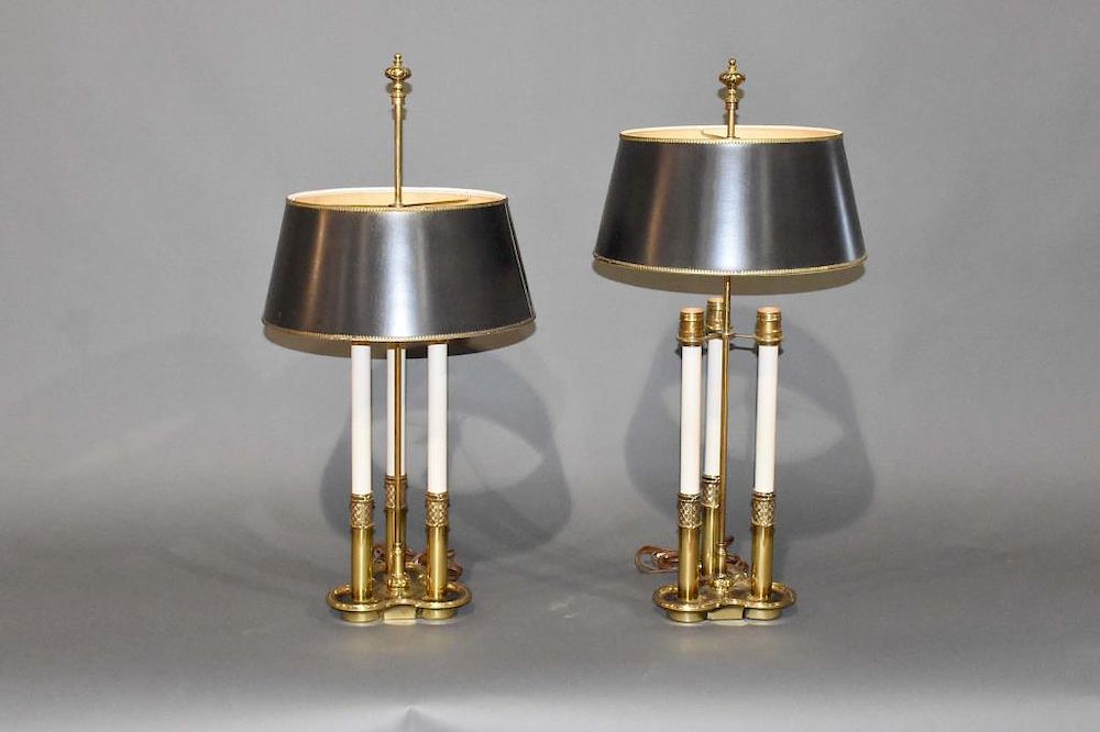 Appraisal: Pair of Stiffel brass lamps Pair of signed Stiffel light