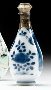 Appraisal: Unusual kangxi blue and white bottle kangxi leaf mark and