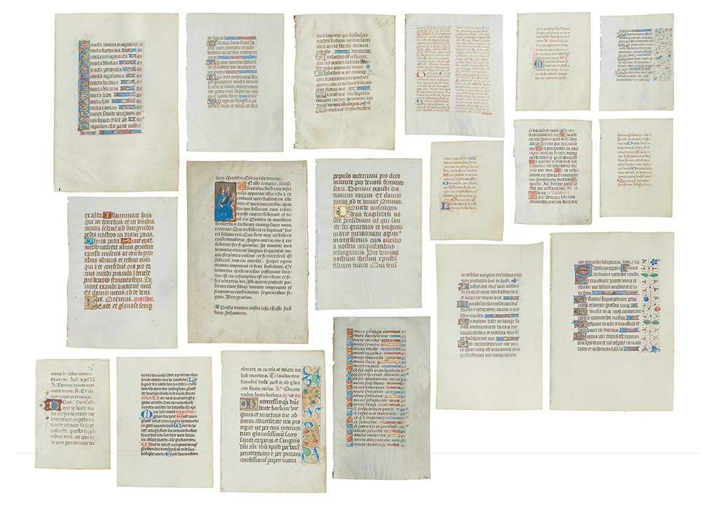 Appraisal: EARLY MANUSCRIPT LEAVES Group of leaves of various sizes on