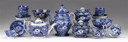 Appraisal: Assembled Staffordshire blue transferware tea set clews stevenson and adams