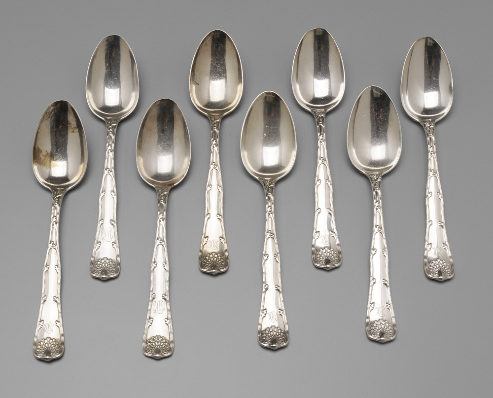 Appraisal: Tiffany Wave Edge Sterling Serving Spoons American late th century