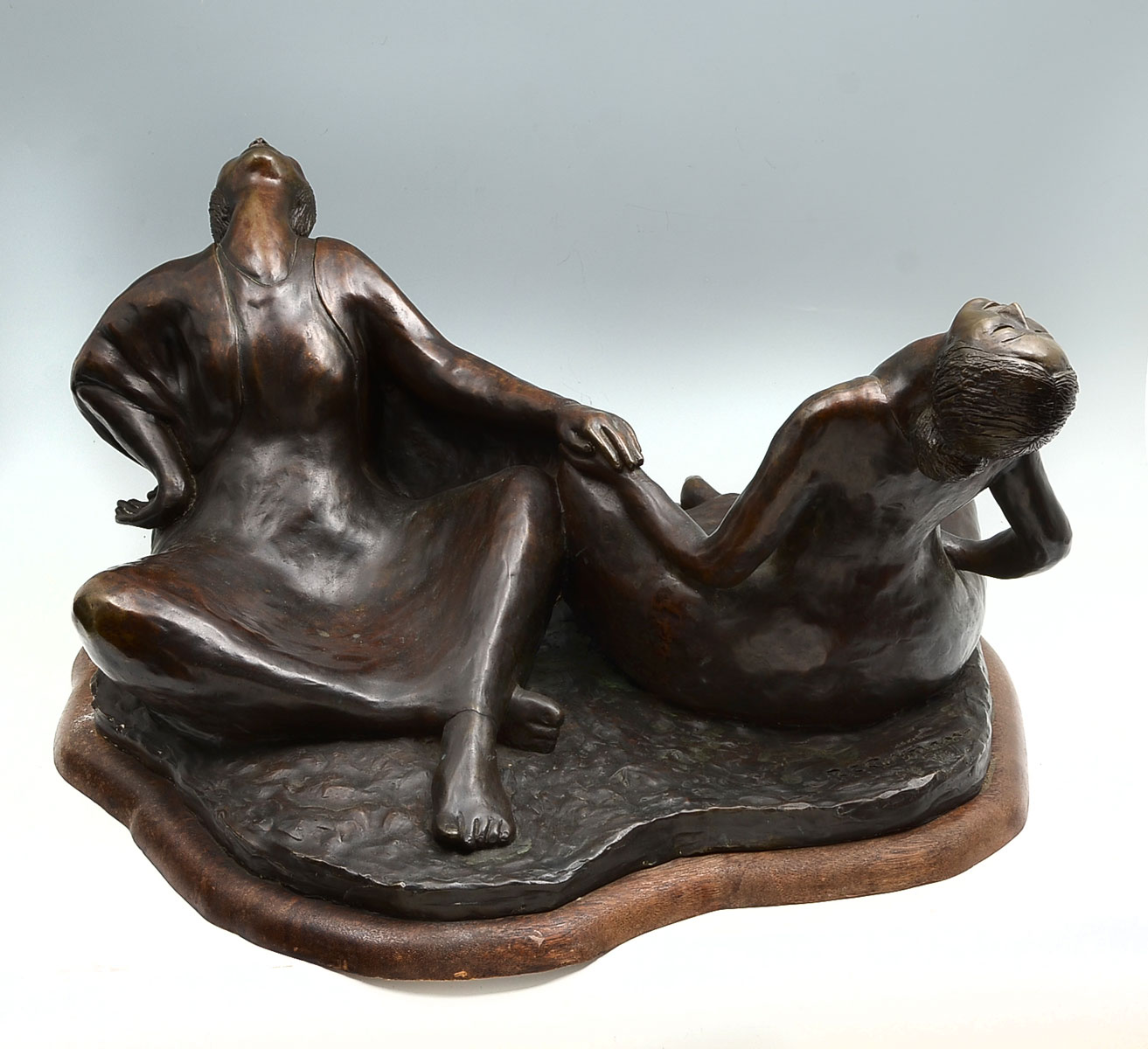 Appraisal: GORMAN R C American - ''Laughing Sisters'' Patinated Bronze ''H