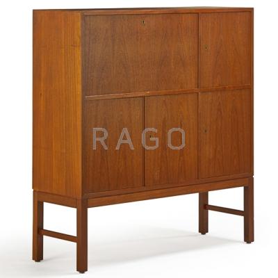 Appraisal: BORGE MOGENSEN Attr - Bar cabinet Denmark s Teak brass