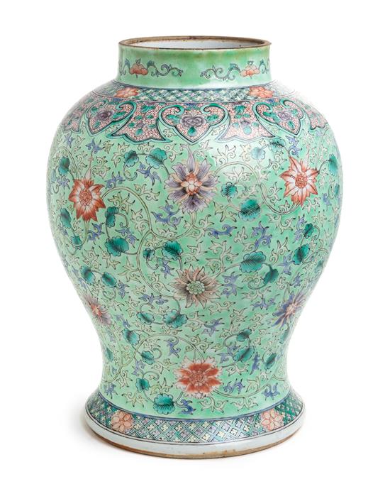 Appraisal: Sale Lot A Large Famille Rose Porcelain Baluster Jar th