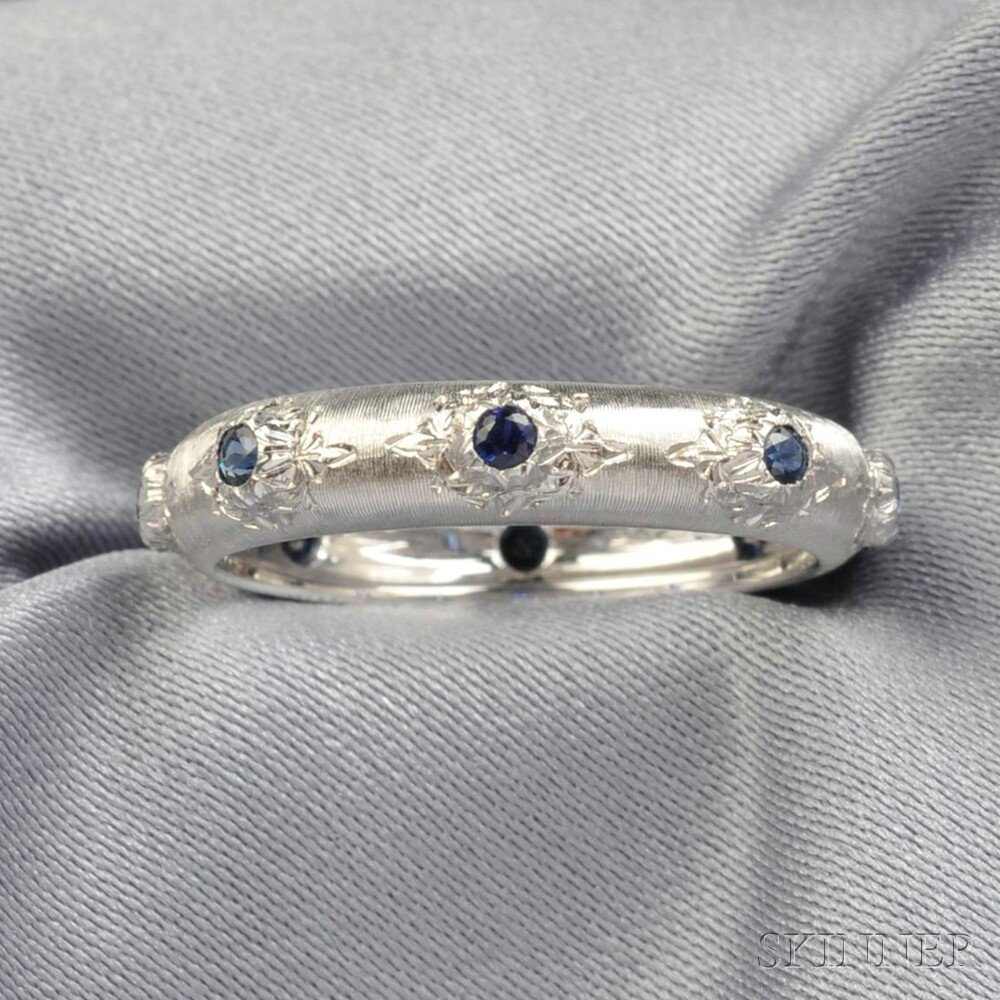 Appraisal: kt White Gold and Sapphire Band Buccellati set with circular-cut