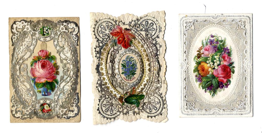 Appraisal: TEN VICTORIAN VALENTINE CARDS all lace paper some silver and