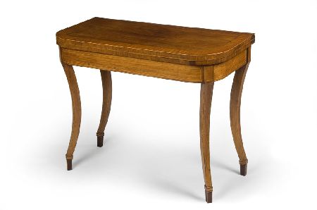 Appraisal: A George III rosewood and satinwood banded card table of