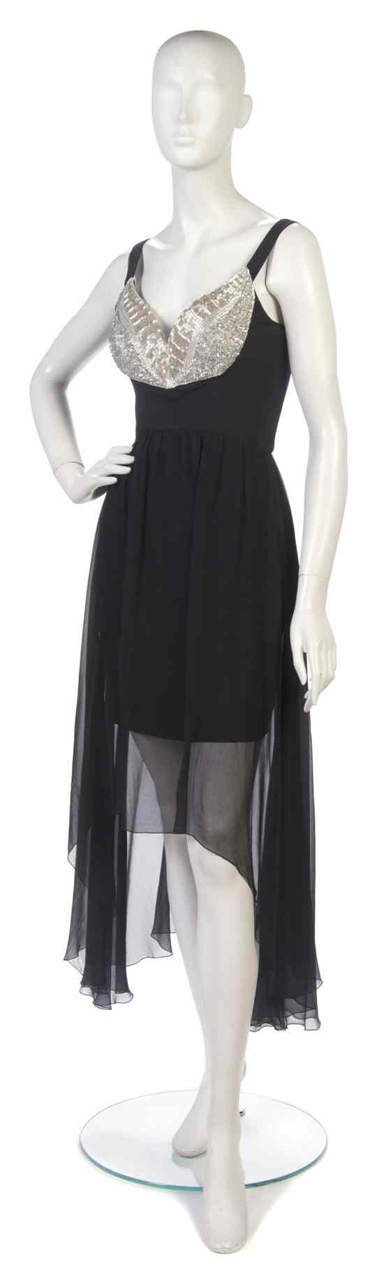 Appraisal: A Karl Lagerfeld Black Silk Chiffon Evening Dress with sequin