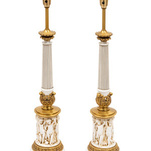 Appraisal: A Pair of Stiffel Table Lamps th Century Height inches